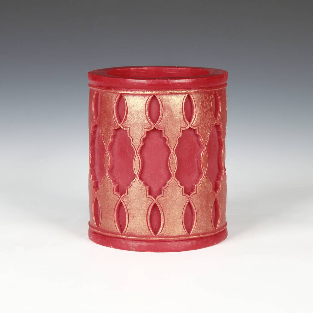 Moroccan Pillar Lantern | Red Gold - Unscented