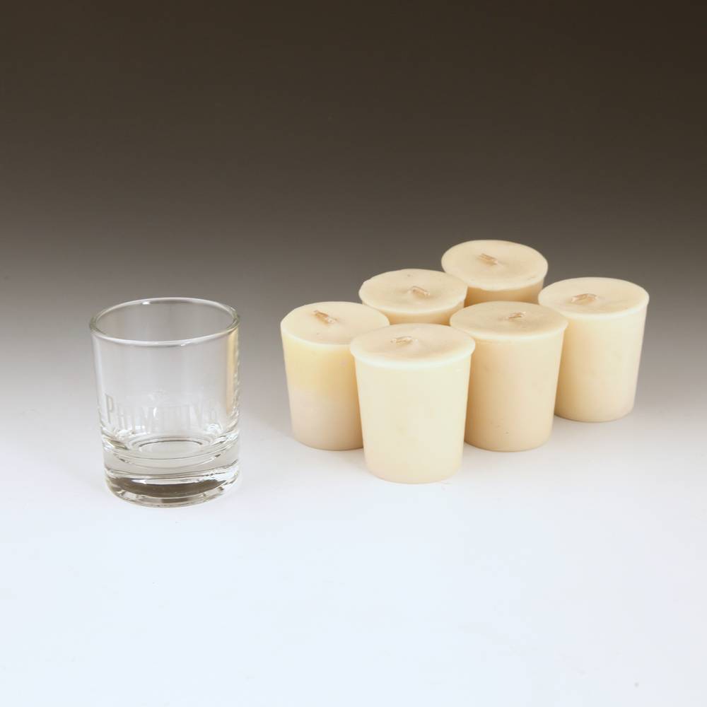 Votive Set with Primitive Glass Logo | Ivory - Spiced Vanilla Bean Scent