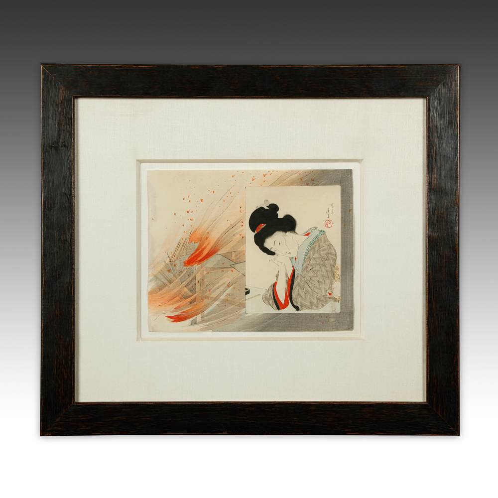 Kuchi-E Woodblock Print, Framed