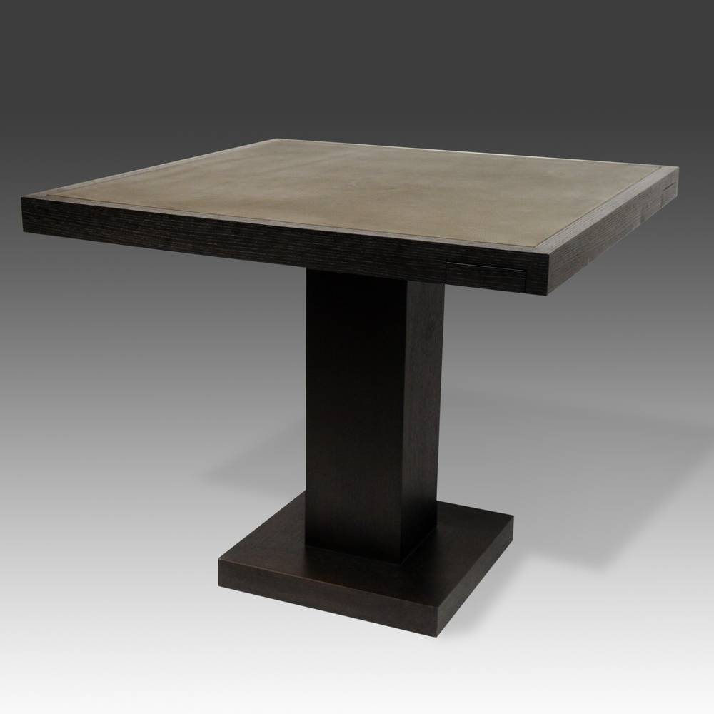 Iwari Pedestal Game Table with Leather Inset Top