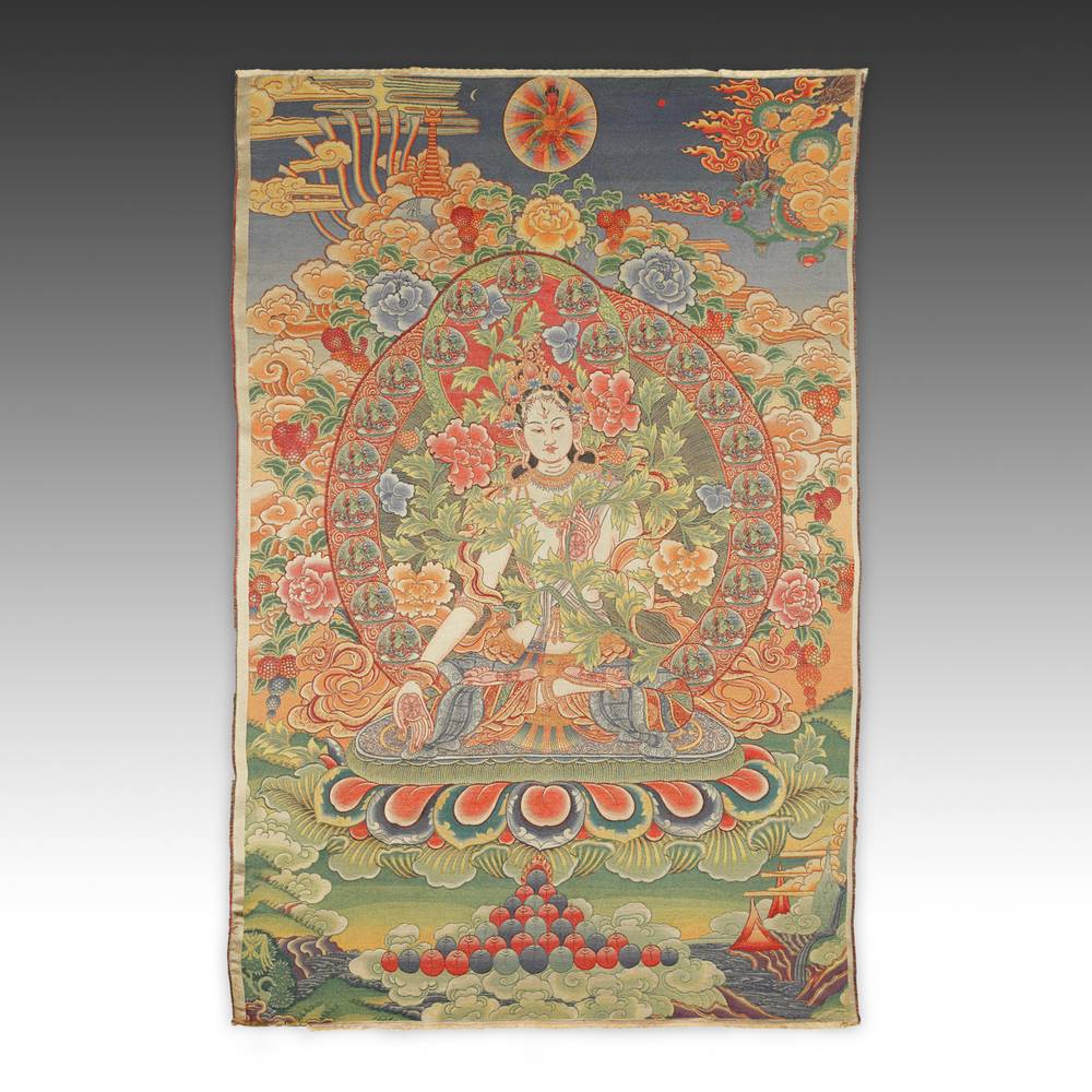 Thangka Depicting White Tara with 21 Taras & Amitabha
