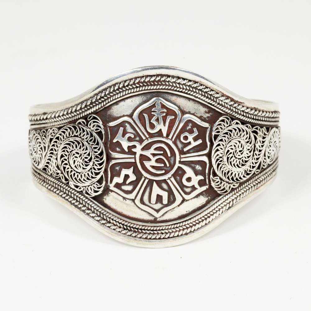 Cuff with Lotus Motif and Om Mantra