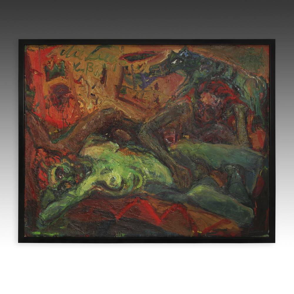 Expressionist Painting on Canvas, Framed