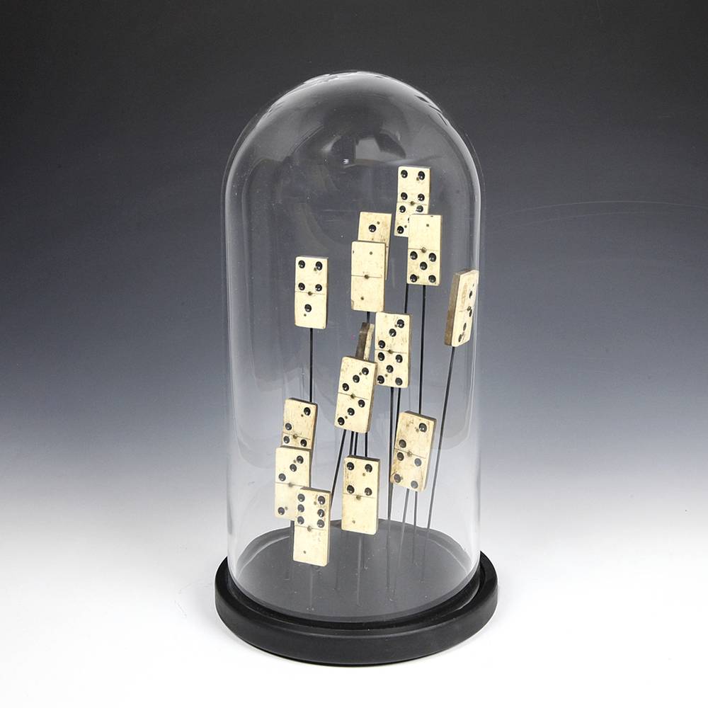 Glass Bell Jar with Dominoes