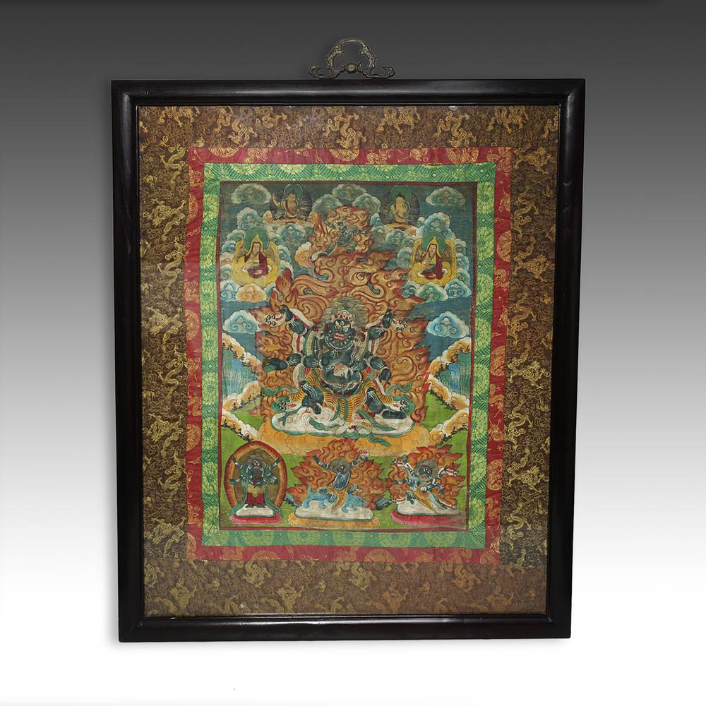 Framed Thangka Depicting Mahakala