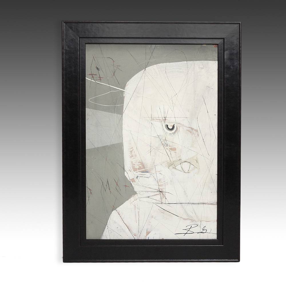Painting, Leather Frame; Pale Face 1