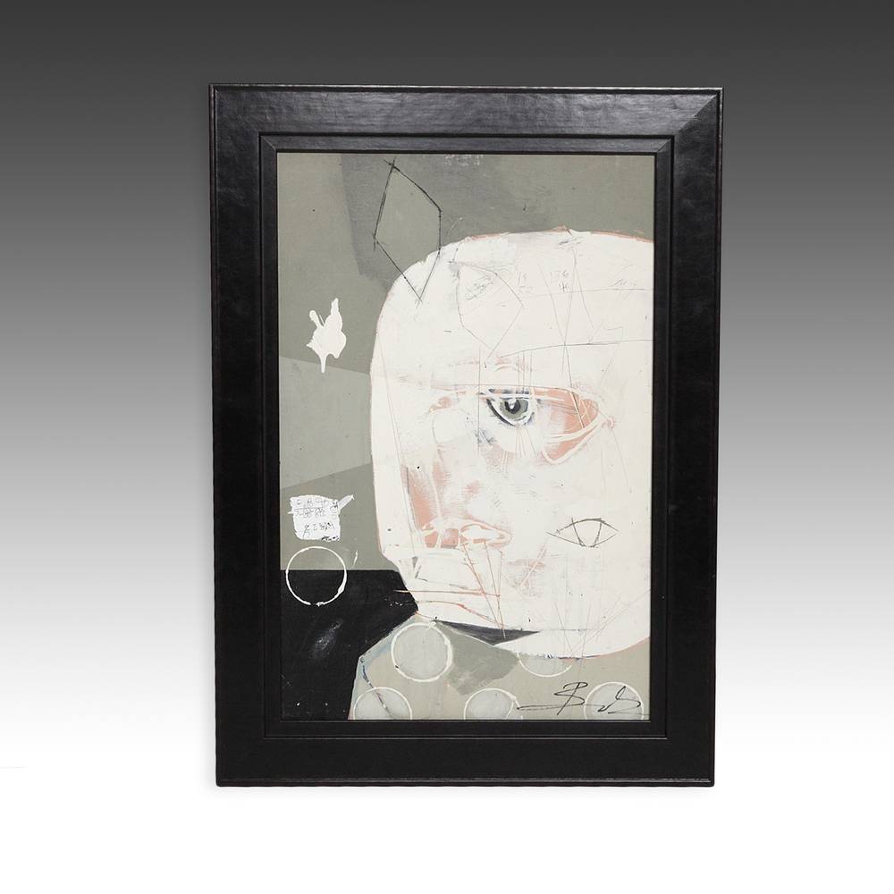 Painting, Leather Frame; Pale Face 3