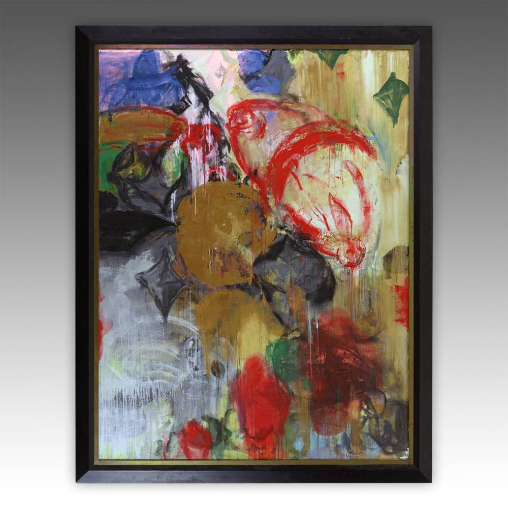 Abstract Painting; Signed to lower right 'Nee Chu'. Signed, titled and dated to verso 'Julia Nee Chu Interval 1992', 