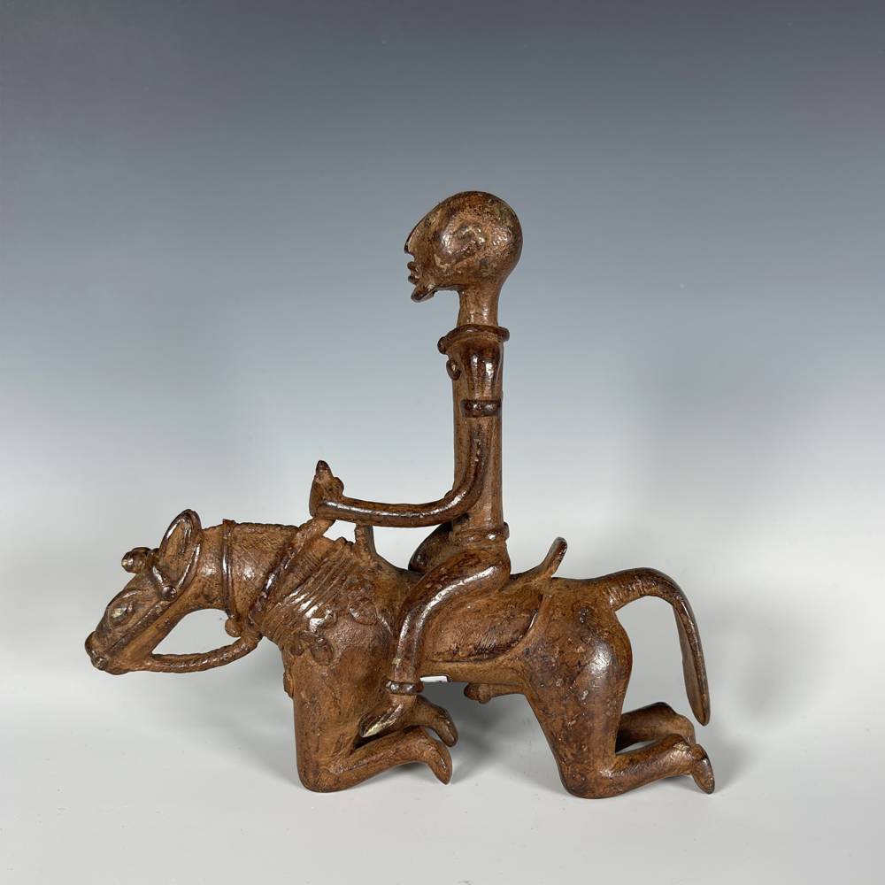 Miniature Africa Bronze - Kneeling Horse with Rider